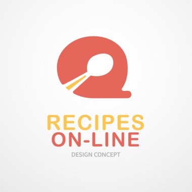 Recipes on-line, food logo, cooking logo, bubble, vector logo template. Recipes on-line food restaurant silhouette. Cooking logo icon template. European kitchen, bubble