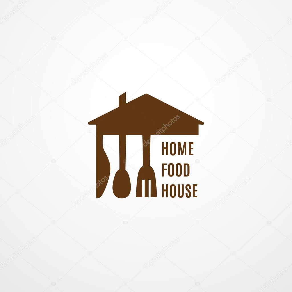 Food logo template. Home Food house logo. Organic food logo. Home kitchen concept logo. Vector Logo Template