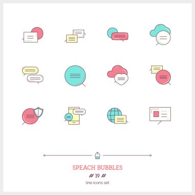 Speech bubbles icons set. Vector logo icons illustrations.