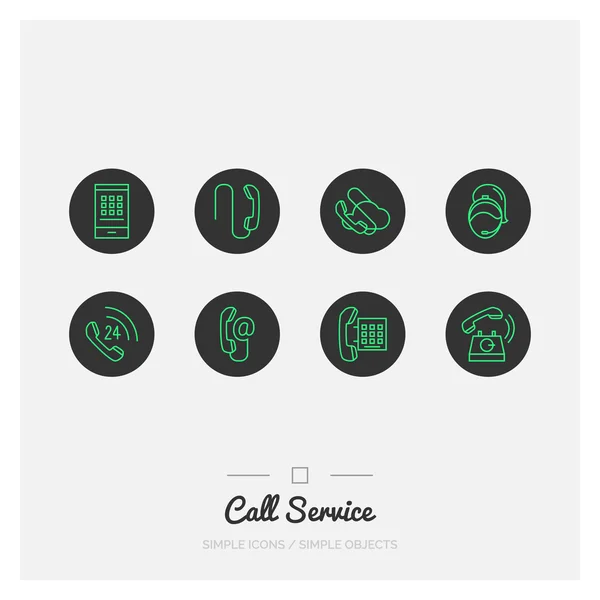Anrufservice und Telefone Symbole gesetzt. dünne Linie einfache Symbole. — Stockvektor