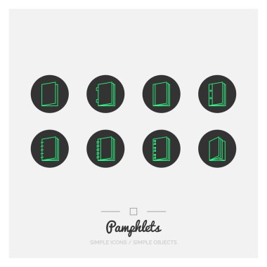 Broşür Icons set. İnce çizgi basit simgeler.