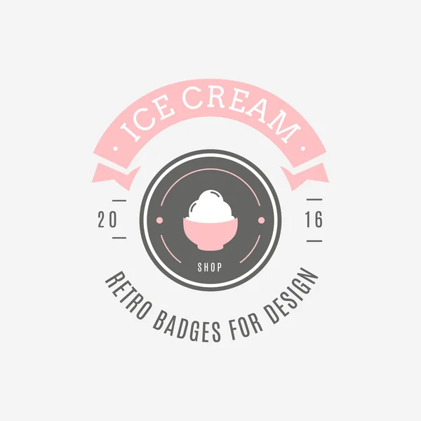 Ice cream Hand Drawn Design Element in Vintage Style for Logotyp — Stock Vector