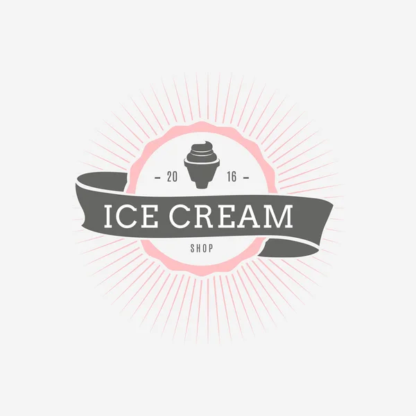 아이스크림 손으로 그린 디자인 요소 Logotyp에 대 한 빈티지 스타일에 — 스톡 벡터