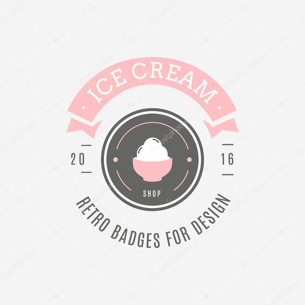 Ice cream Hand Drawn Design Element in Vintage Style for Logotyp