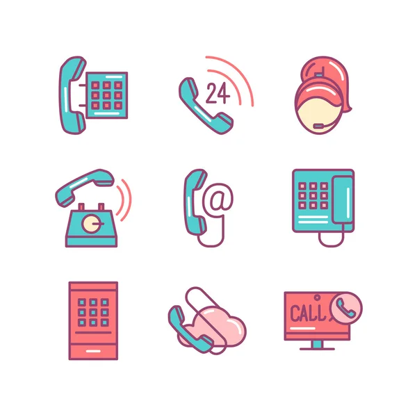 Phones sings set. Thin line art icons. Flat style illustrations. — Stock Vector