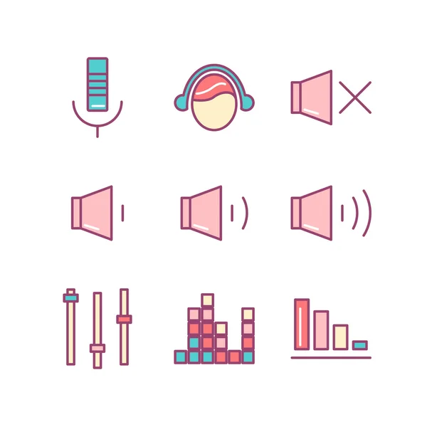 Modern minimalistic media player user interface icons sings set. — Stock Vector