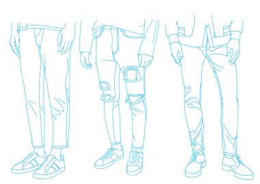 Kot pantolon koleksiyonu, Denim giysileri, Vektör illüstrasyonu