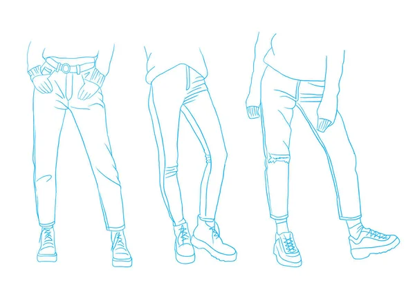Mode Samling Jeans Denim Kläder Vektor Illustration — Stock vektor