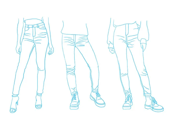 Mode Samling Jeans Denim Kläder Vektor Illustration — Stock vektor