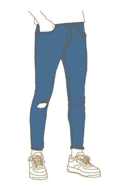 Denim Jeans Pants. Front View. Vector Single Cartoon Illustration