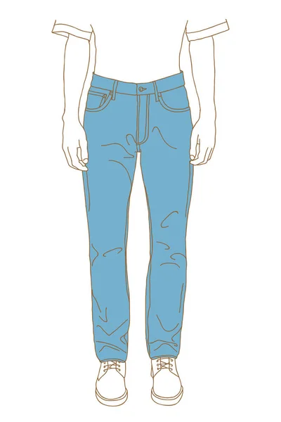 Pantalon Jean Denim Vue Face Illustration Vectorielle Bande Dessinée Unique — Image vectorielle