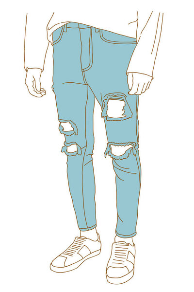 Denim Jeans Pants. Front View. Vector Single Cartoon Illustration