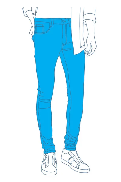 Pantalon Jean Denim Vue Face Illustration Vectorielle Bande Dessinée Unique — Image vectorielle