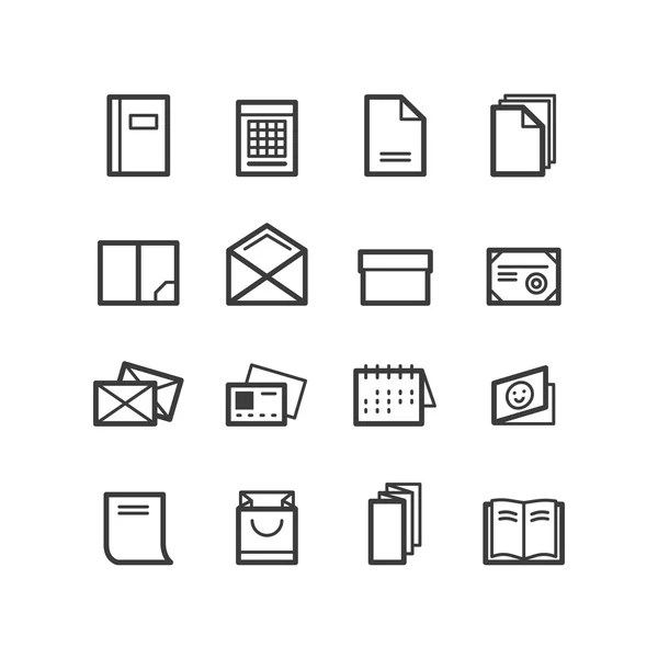 Impression d'icônes. Icônes en papier. Produits d'impression icônes. Icônes de conception . — Image vectorielle