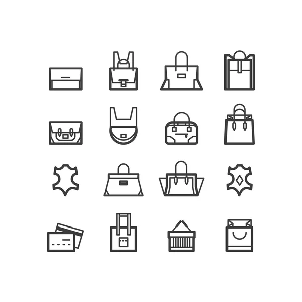 Iconos de bolsas. mujeres bolsas iconos, bolsas tienda iconos. Iconos para el diseño. — Vector de stock