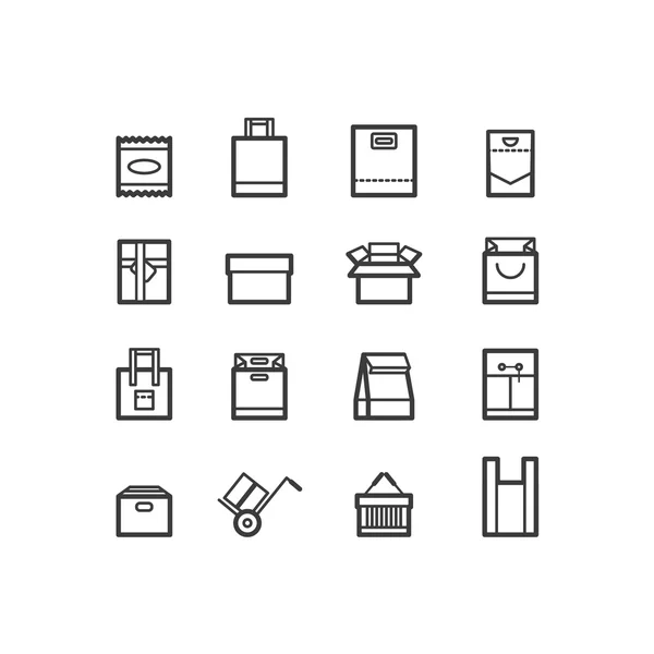 Icone del pacchetto. Borse e icone del pacchetto. icone di design . — Vettoriale Stock