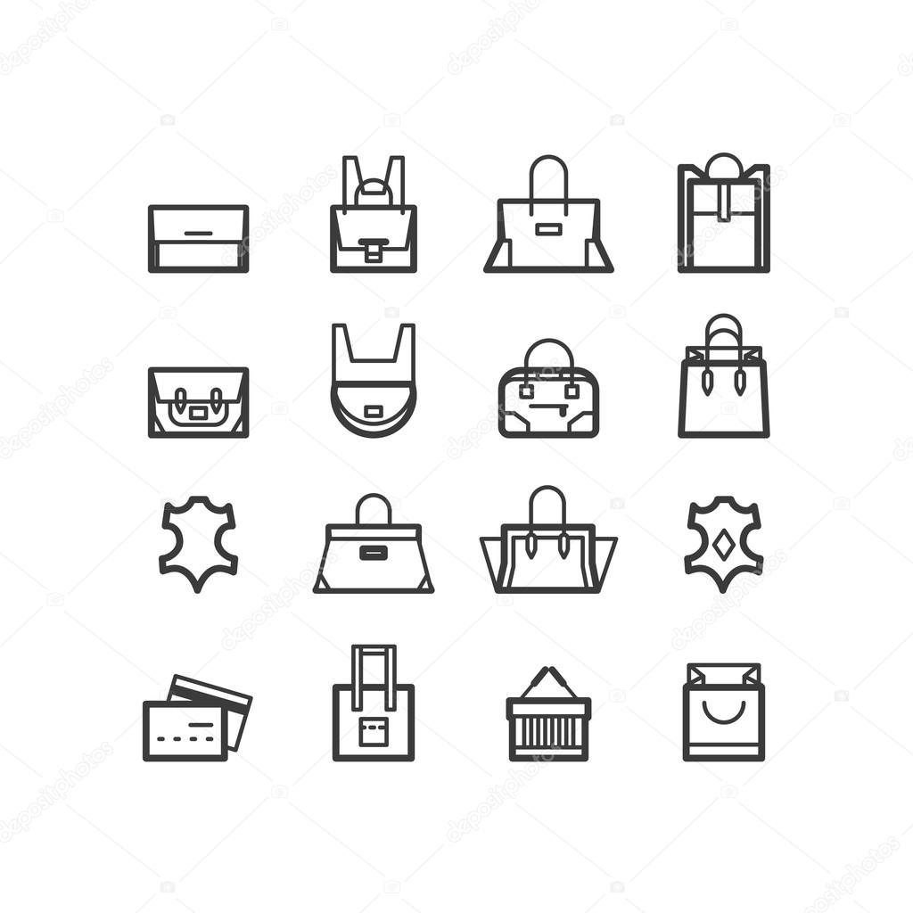 bags icons. women bags icons, bags shop icons. Icons for design.
