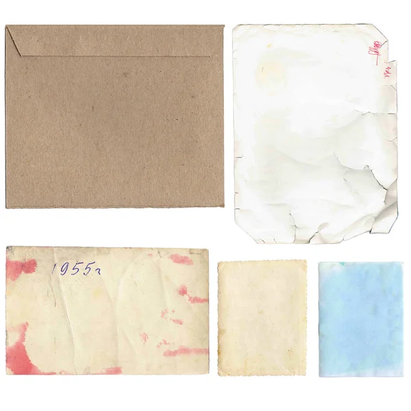 Viejo conjunto de papeles aislados sobre fondo blanco —  Fotos de Stock