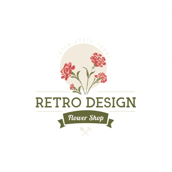 Szegfű virágok kézzel rajzolt Design elem a Vintage stílusú, a logo, címke, jelvény és más design. — Stock Vector