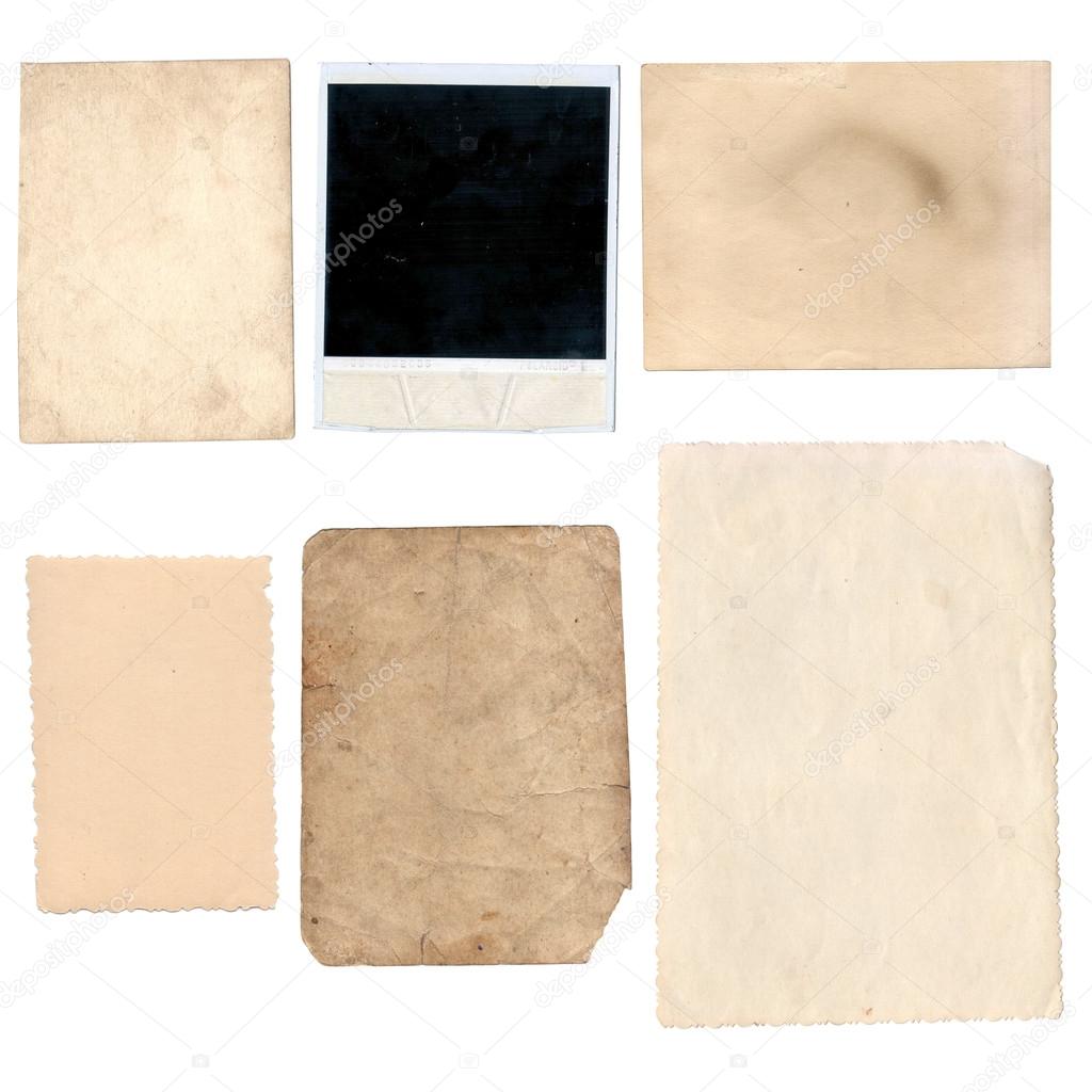 old papers set isolated on white background