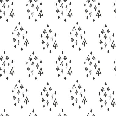 Sorunsuz Noel ağacı desen. Tasarım ve Dekorasyon Tekstil, kapakları, paket, ambalaj kağıdı için çizilmiş arka plan el.