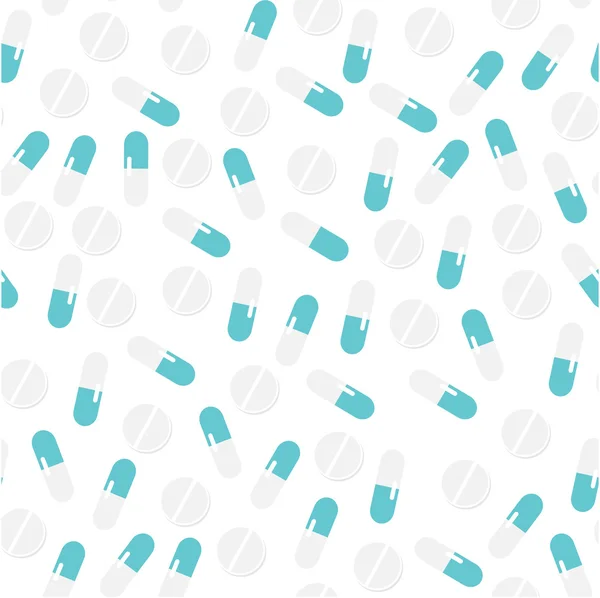 Pills collection. Medical pills and capsules seamless pattern. Vector illustration — Stock Vector