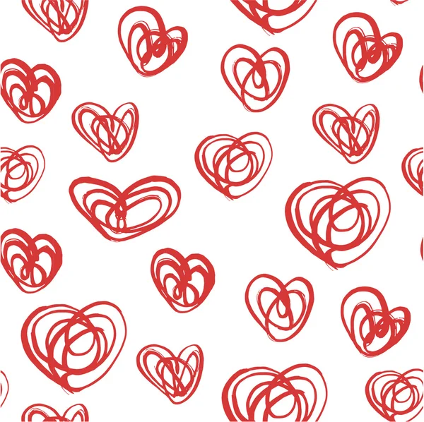 Abstract seamless heart pattern. Ink illustration. — Stock Vector