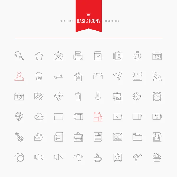 Basic, universal, interface, media en meer pictogrammen. — Stockvector