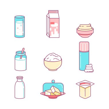 Süt basit simgeler ince çizgi rengini ayarla