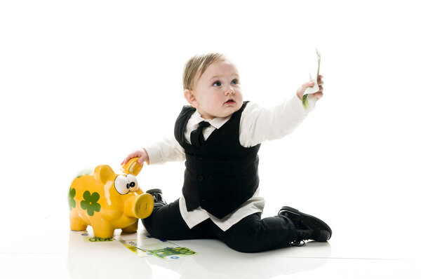 Business Baby with piggybank