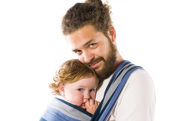 Vater mit Babytrage — Stock Photo, Image