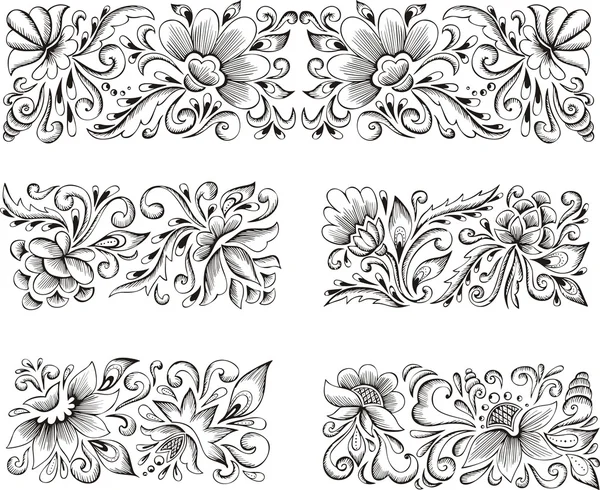 Patrones de flores simétricas — Vector de stock