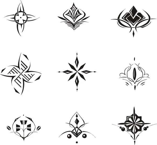 Dingbats decorativos florais simétricos — Vetor de Stock