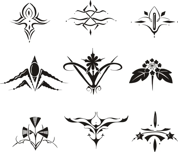 Набір симетричних квіткових декоративних елементів — стоковий вектор