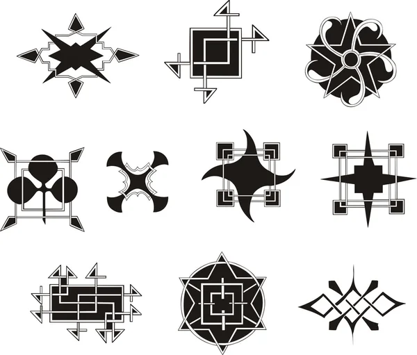 Symmetrical geometrical decorative elements — Stock Vector