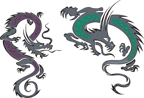 Deux dragons chinois — Image vectorielle