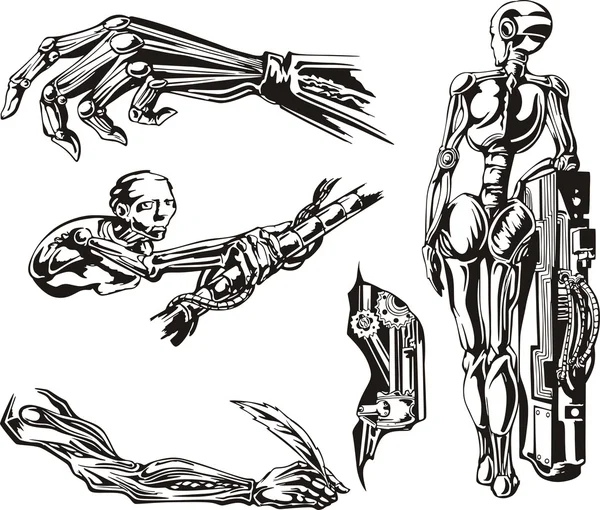 Cyborgs Biomeccanica Set — Vettoriale Stock