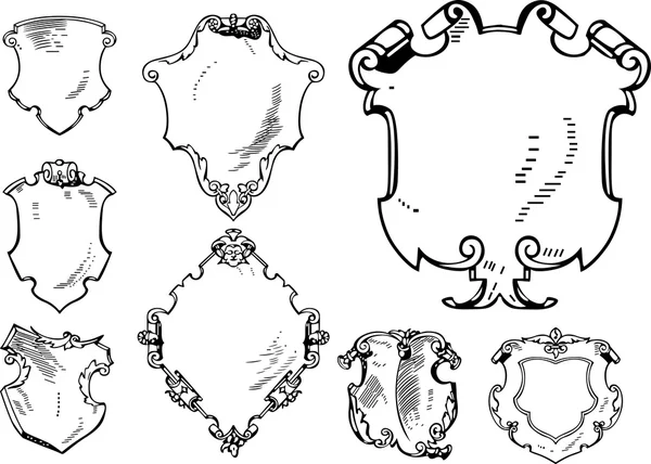 Uppsättning av Retro heraldiska sköldar — Stock vektor