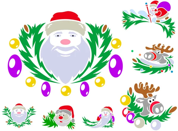 Set of patterns with St. Claus and Rudolph reindeer — Stock Vector