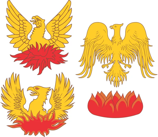 Sada heraldický phoenix ptáci — Stockový vektor