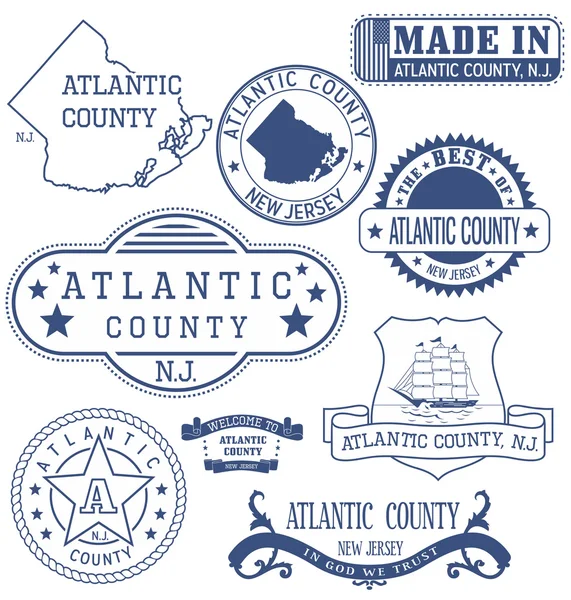 Atlantik county, Nj, genel pulları ve işaretleri — Stok Vektör