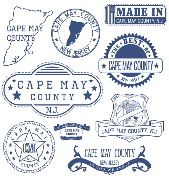 Condado de Cape May, Nueva Jersey, sellos y signos genéricos — Vector de stock