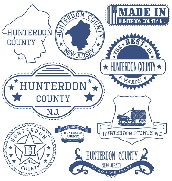 Condado de Hunterdon, Nueva Jersey, sellos y signos genéricos — Vector de stock