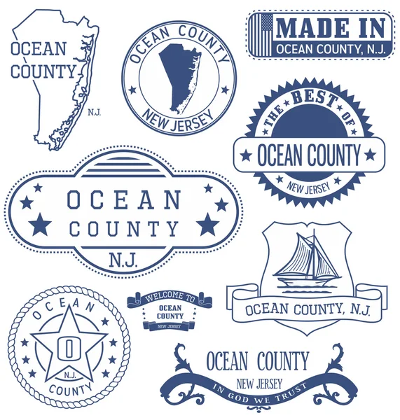 Ocean county, Nj, загальний марки і знаки — стоковий вектор
