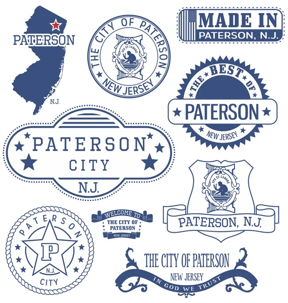 Miasto Paterson, Nj, ogólny pieczęci i znaków — Wektor stockowy
