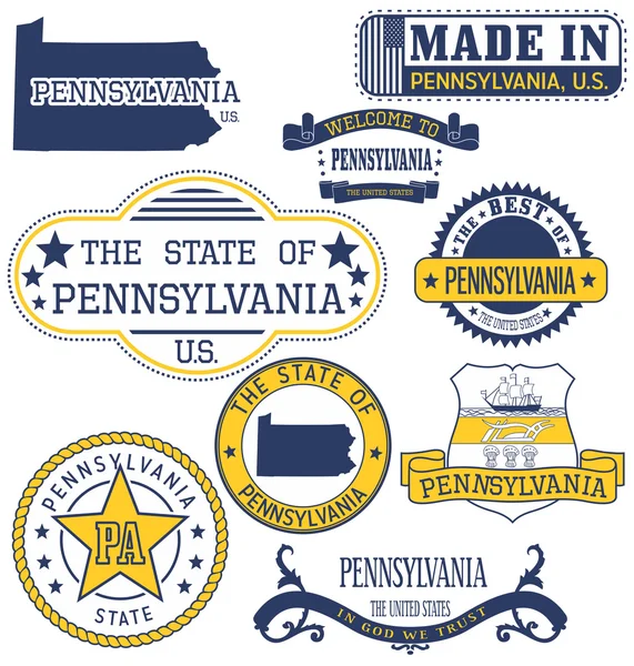 Pennsylvania francobolli generici e segni — Vettoriale Stock