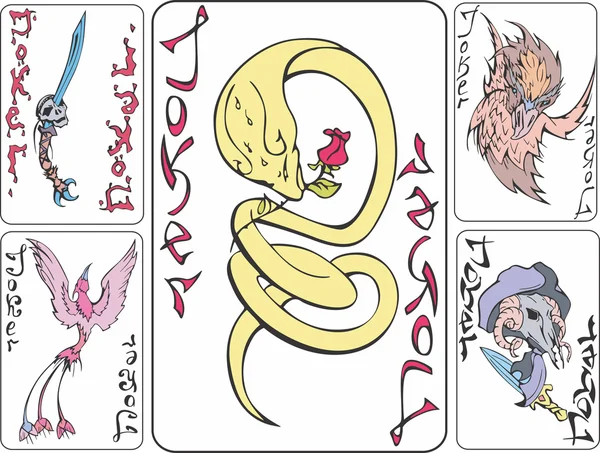 Σύνολο παίζουν τζόκερ κάρτες με ζώα — Διανυσματικό Αρχείο