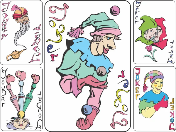 Set of playing joker cards — Stock Vector