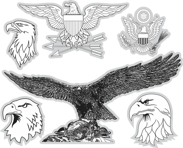 Ensemble d'aigles américains — Image vectorielle
