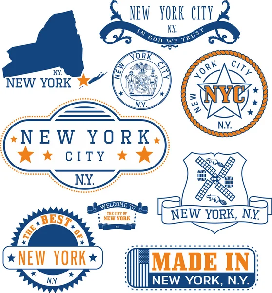 New York City, ogólny pieczęci i znaków — Wektor stockowy